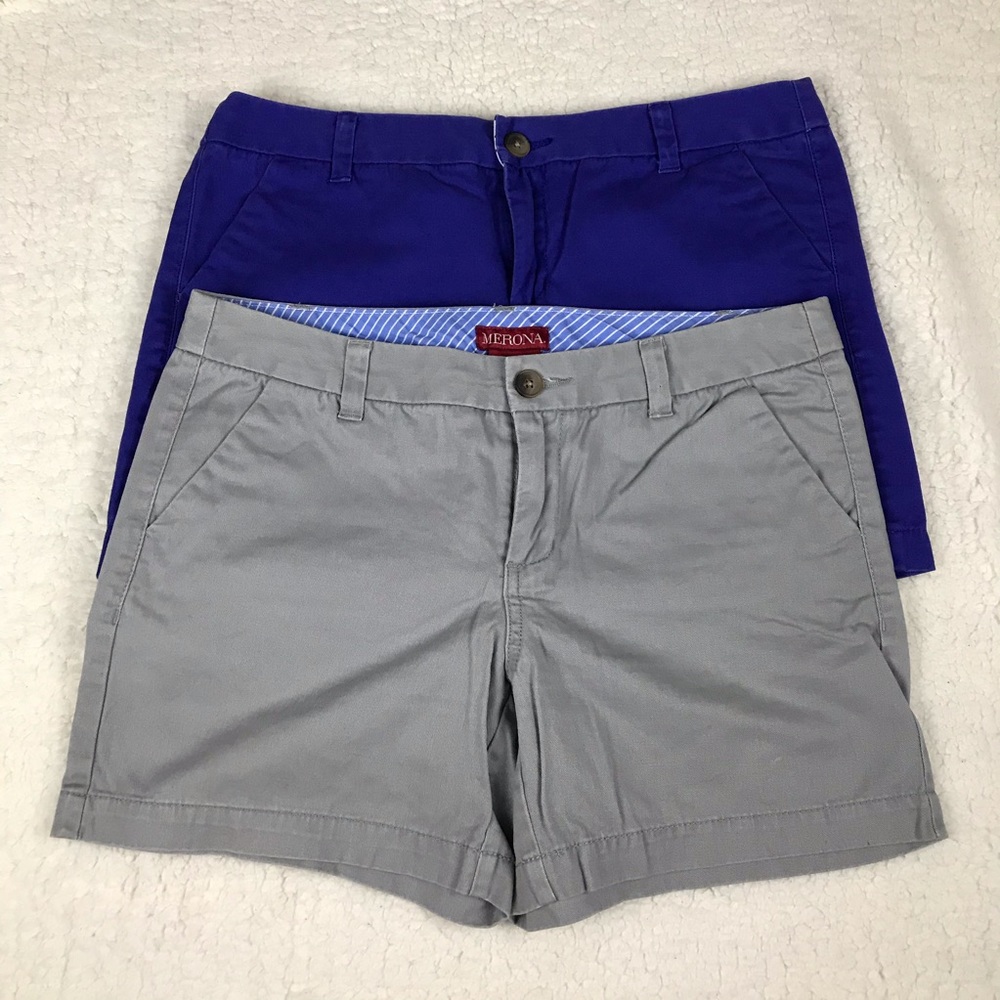 Merona 100% Cotton Chino Shorts Grey & Purple 6